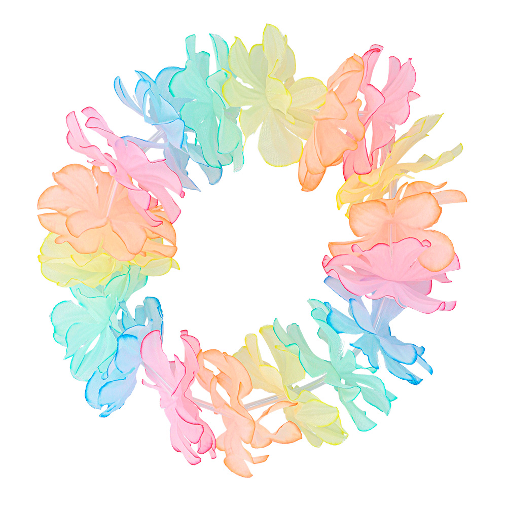 Hawaïset Pastel (hoofdband, hawaïkrans en 2 armbanden)