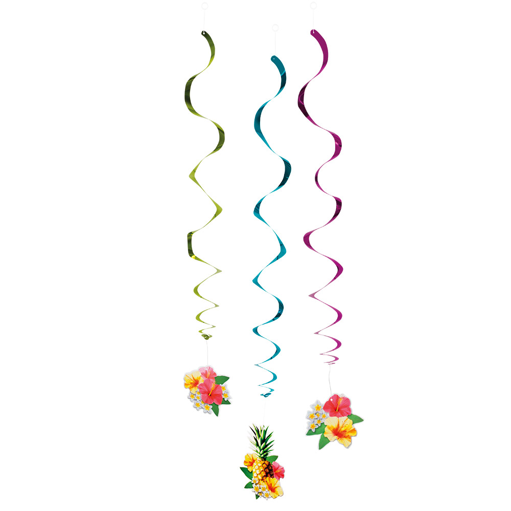 Set 3 decoratieswirls Paradise dubbelzijdig (85 cm)