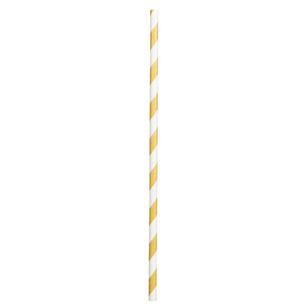 Set 20 papieren rietjes goud/wit (20 cm)