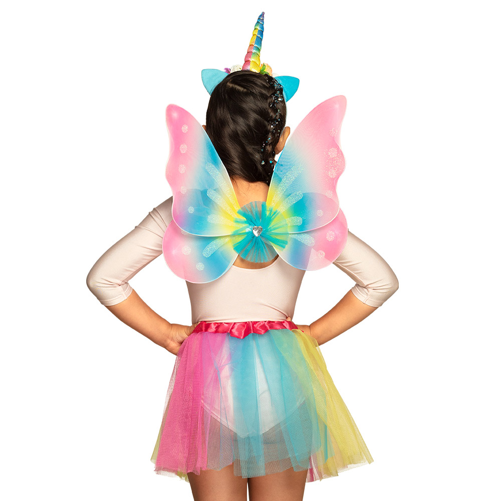 Set Eenhoornfee (diadeem, vleugels en tutu)