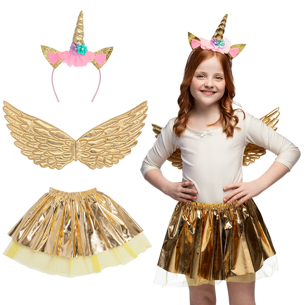 Set Eenhoorn engel (diadeem, vleugels en tutu)