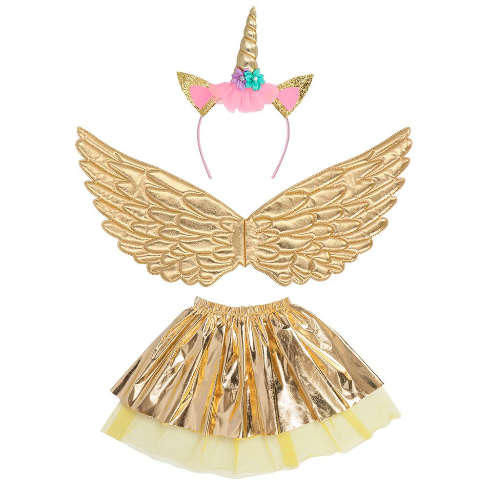 Set Eenhoorn engel (diadeem, vleugels en tutu)