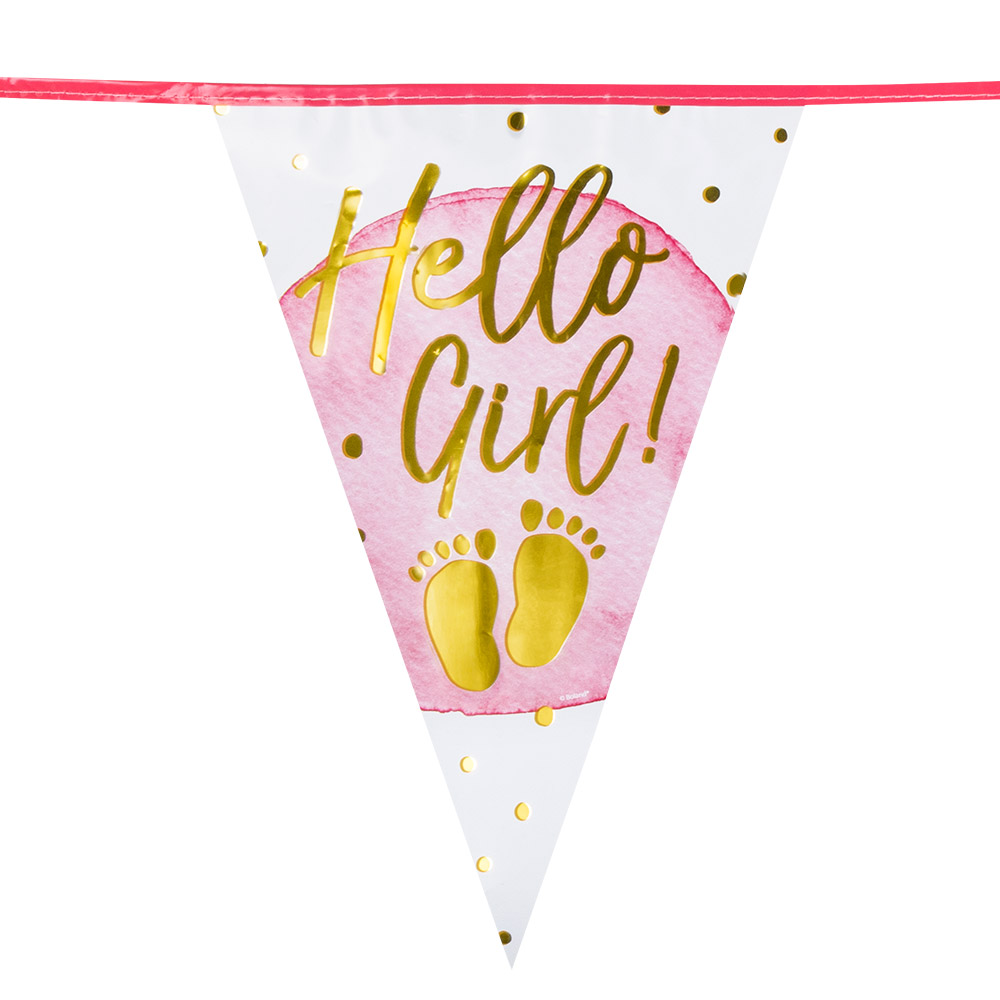 Folievlaggenlijn 'Hello girl!' (30 x 20 cm, 6 m)