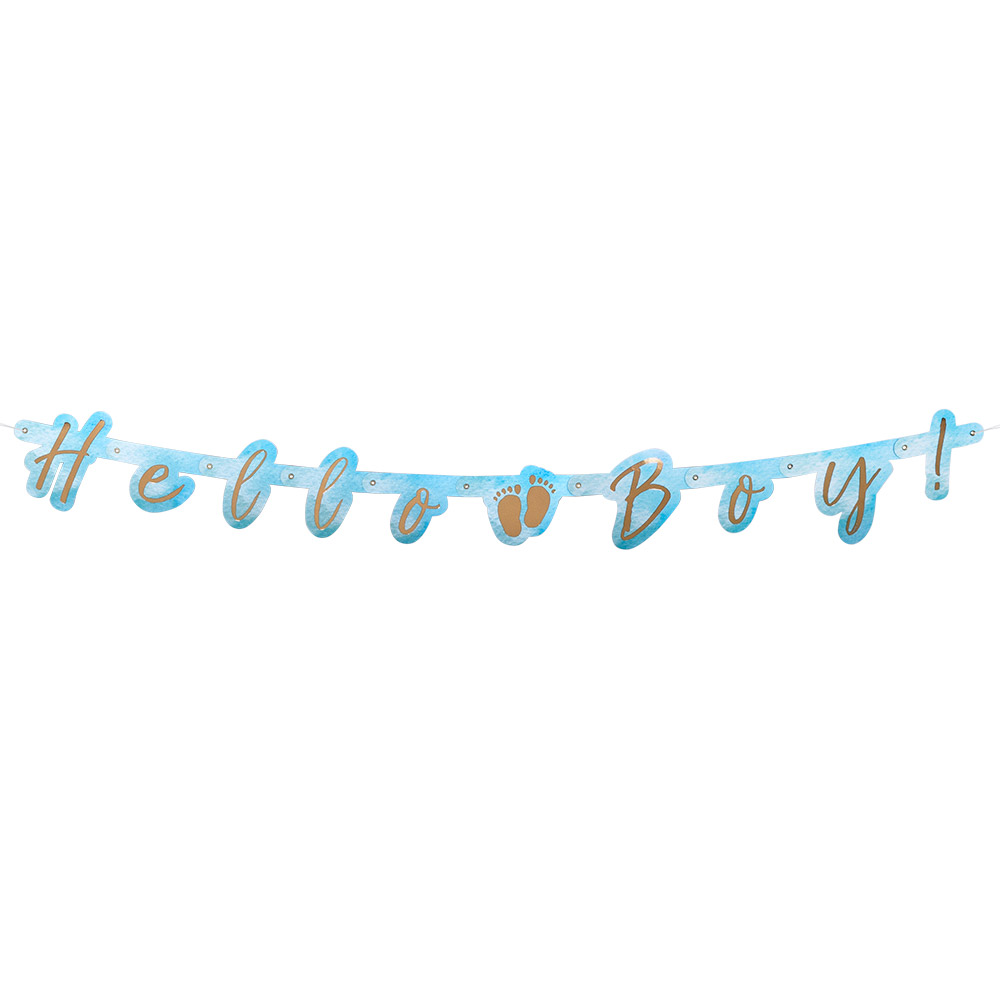 Kartonnen letterslinger 'Hello boy!' (1,4 m)