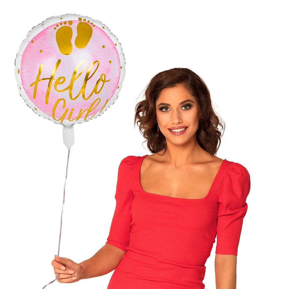 Folieballon 'Hello girl!' (Ø 45 cm)