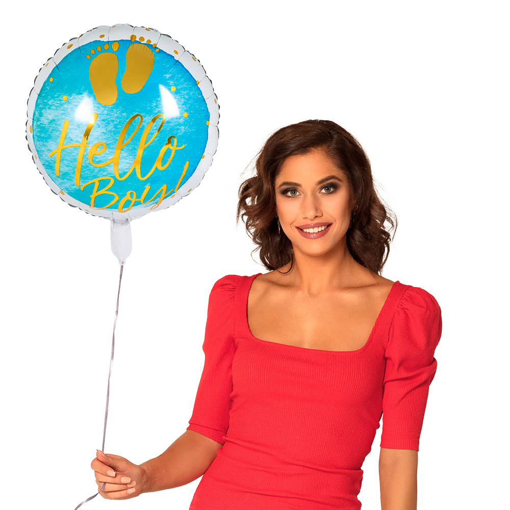 Folieballon 'Hello boy!' (Ø 45 cm)