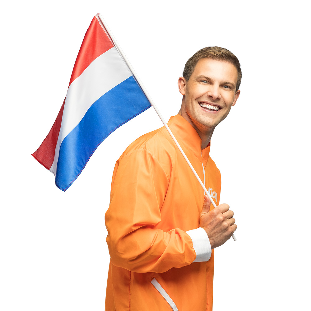 Polyester zwaaivlag Nederland (30 x 45 cm / 76 cm stok)