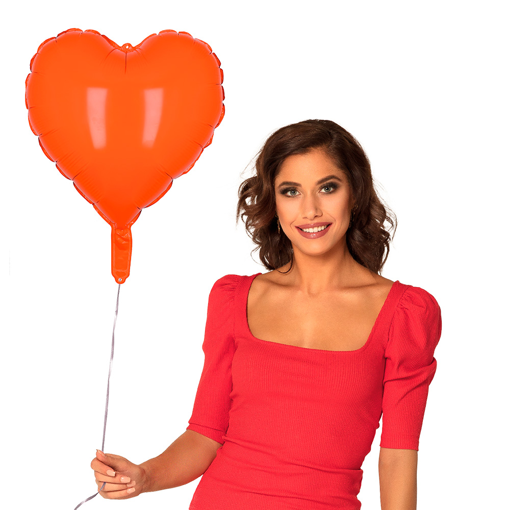 St. Folieballon Hart oranje (40 x 45 cm)