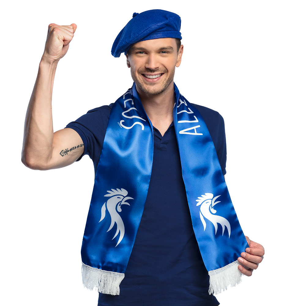 Polyester sjaal 'Allez les Bleus' dubbelzijdig (145 x 17 cm)