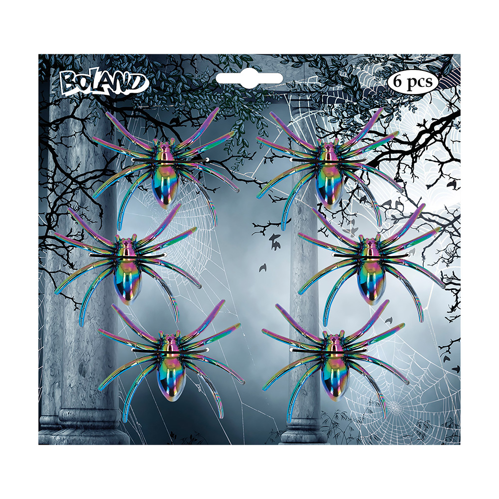 Set 6 spinnen iriserend (7 x 5,5 cm)