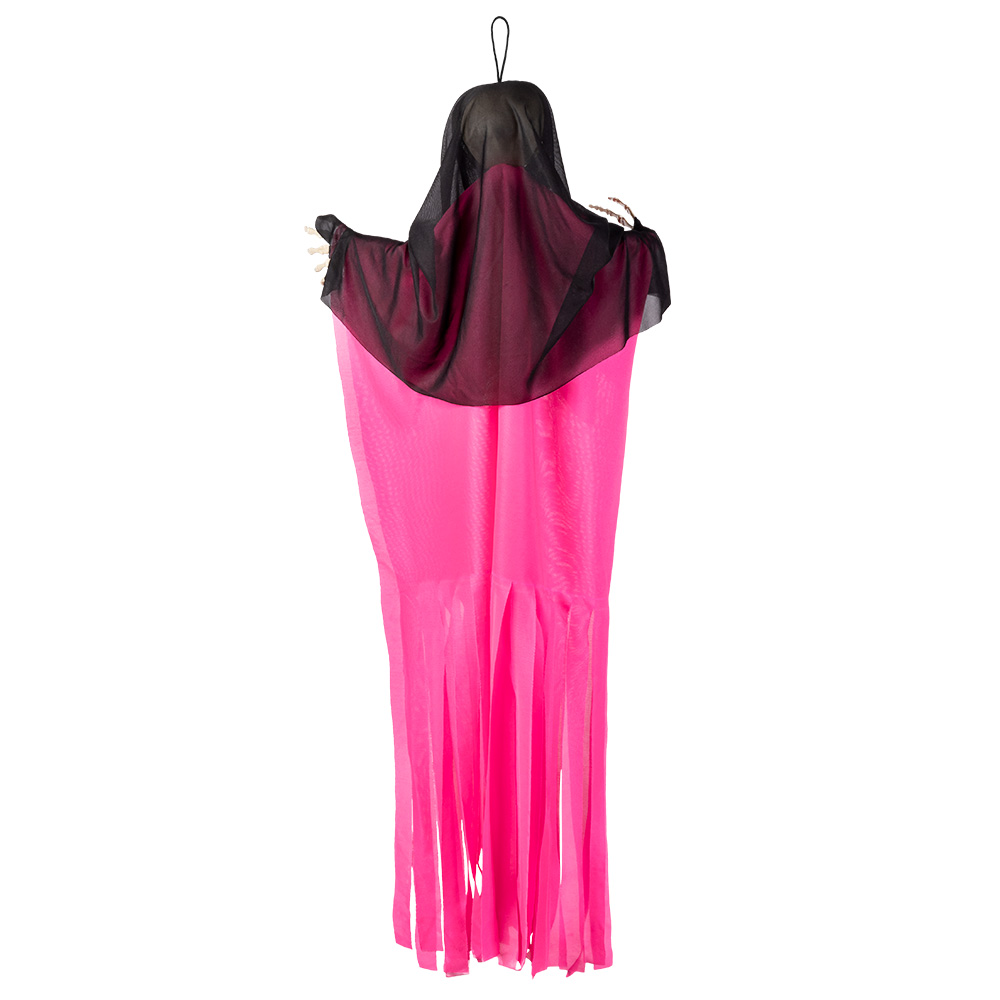 St. Hangdecoratie Schedelspook neonroze (90 cm)