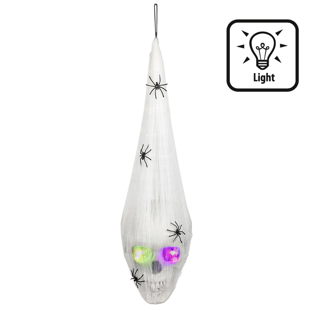 LED spinnenweb met schedel (20 x 15 cm)