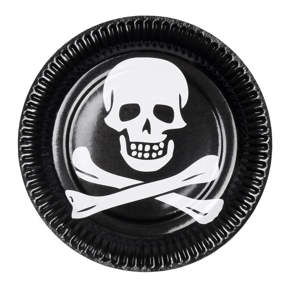 Set 10 papieren bordjes Piraten classic (Ø 23 cm)