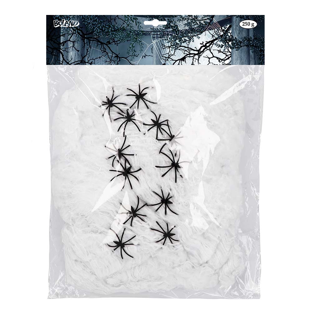 Spinrag 250 g wit met 12 spinnen