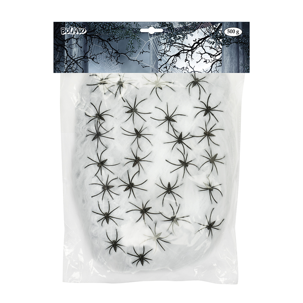 Spinrag 500 g wit met 25 spinnen