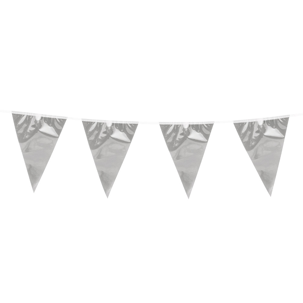 Folieminivlaggenlijn zilver (14 x 10.5 cm)(3 m)