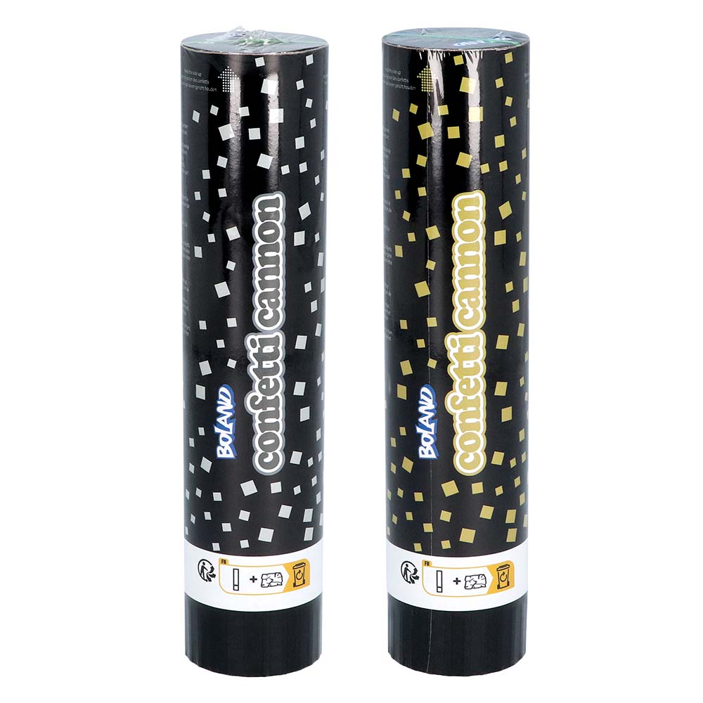 Confettikoker goud zilver ass. (20 cm)