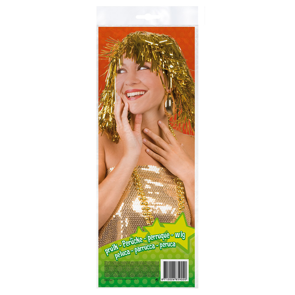 Pruik Metallic goud