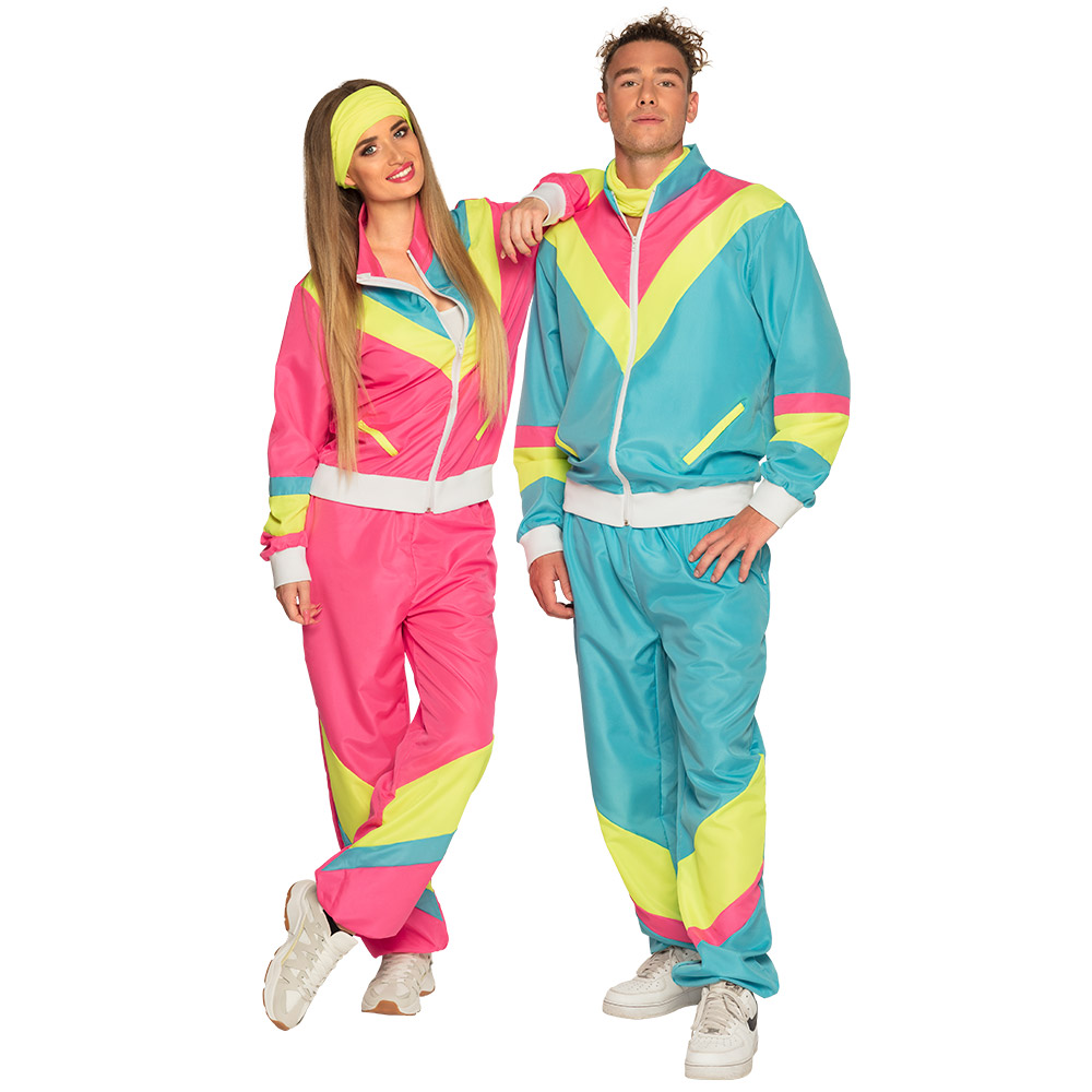Trainingspak Retro dude neonblauw UV (L)