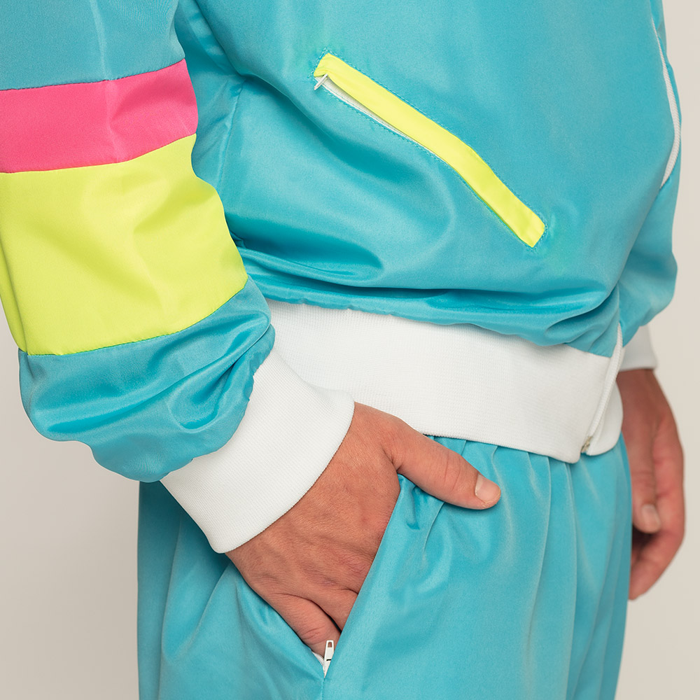 Trainingspak Retro dude neonblauw UV (XXL)