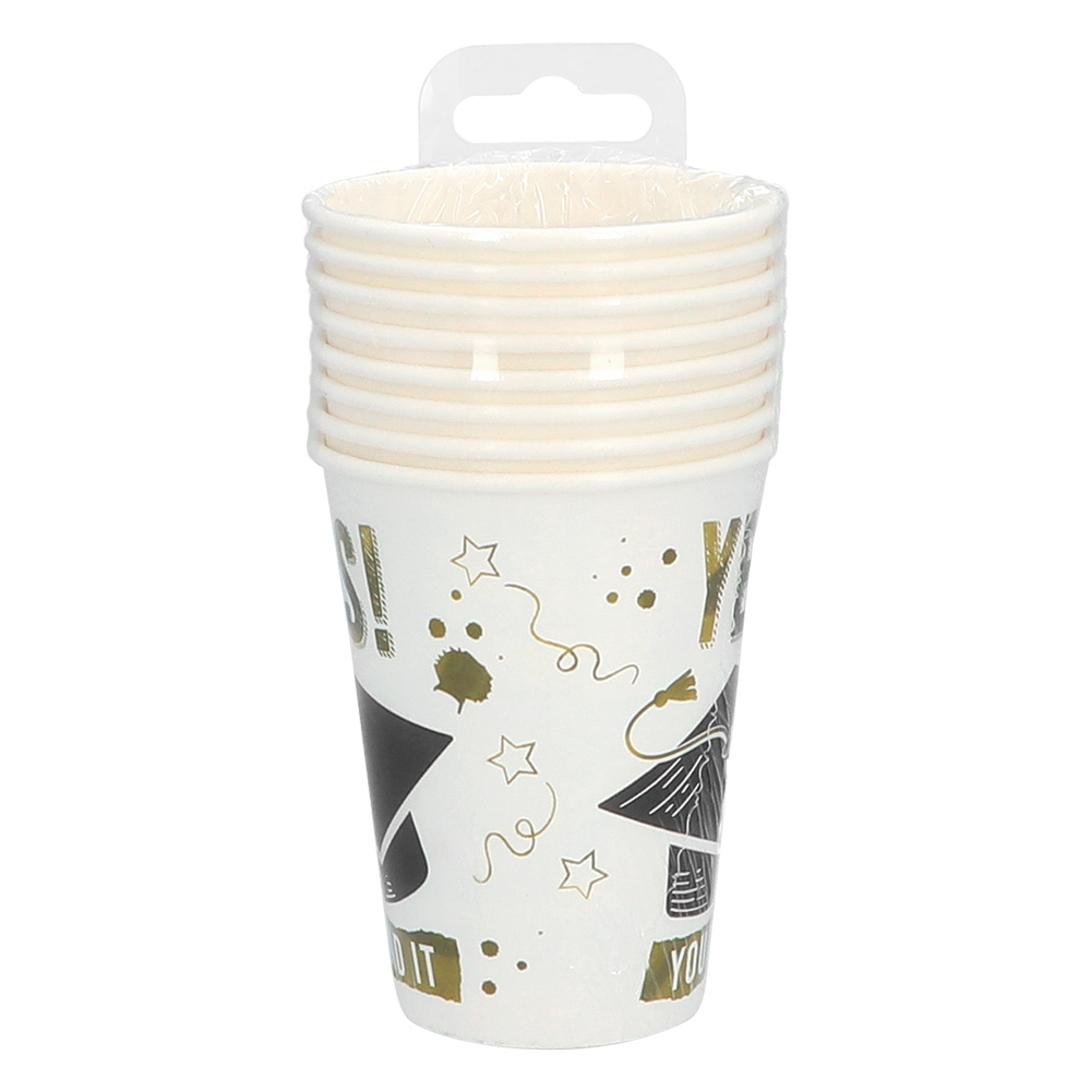 Set 8 papieren bekertjes 'Yes! You did it' (25 cl)