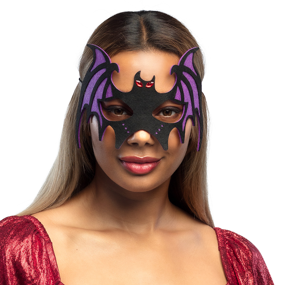 Vilten oogmasker Vleermuis 4 kleuren ass.