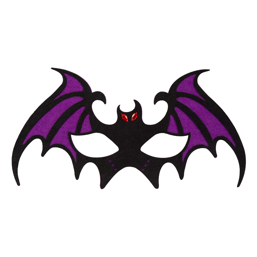 Vilten oogmasker Vleermuis 4 kleuren ass.