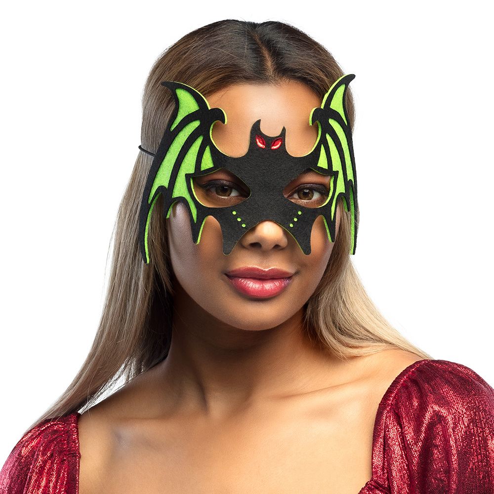 Vilten oogmasker Vleermuis 4 kleuren ass.