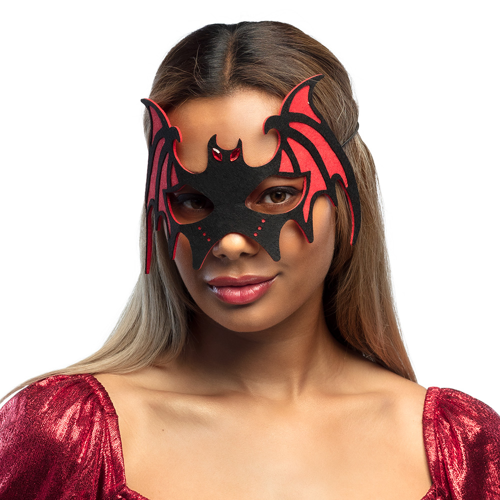Vilten oogmasker Vleermuis 4 kleuren ass.