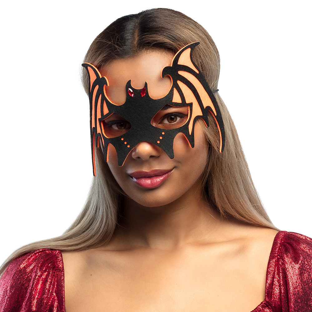 Vilten oogmasker Vleermuis 4 kleuren ass.