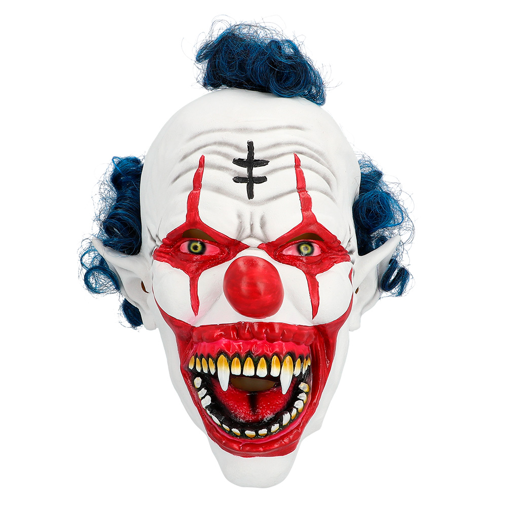 Latex hoofdmasker Vampier clown met haar