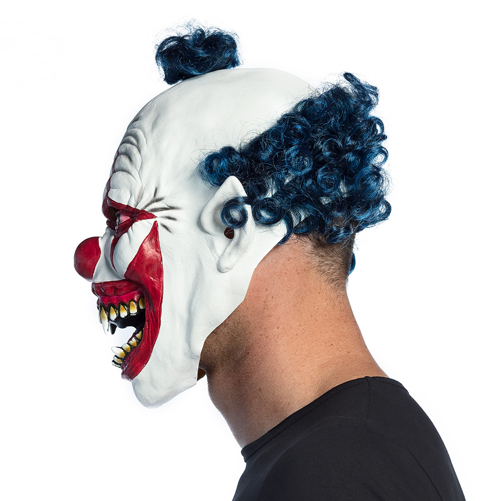 Latex hoofdmasker Vampier clown met haar