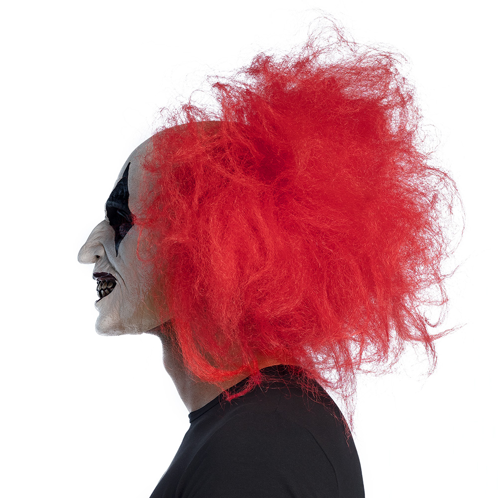 Latex hoofdmasker Ruddy clown met haar
