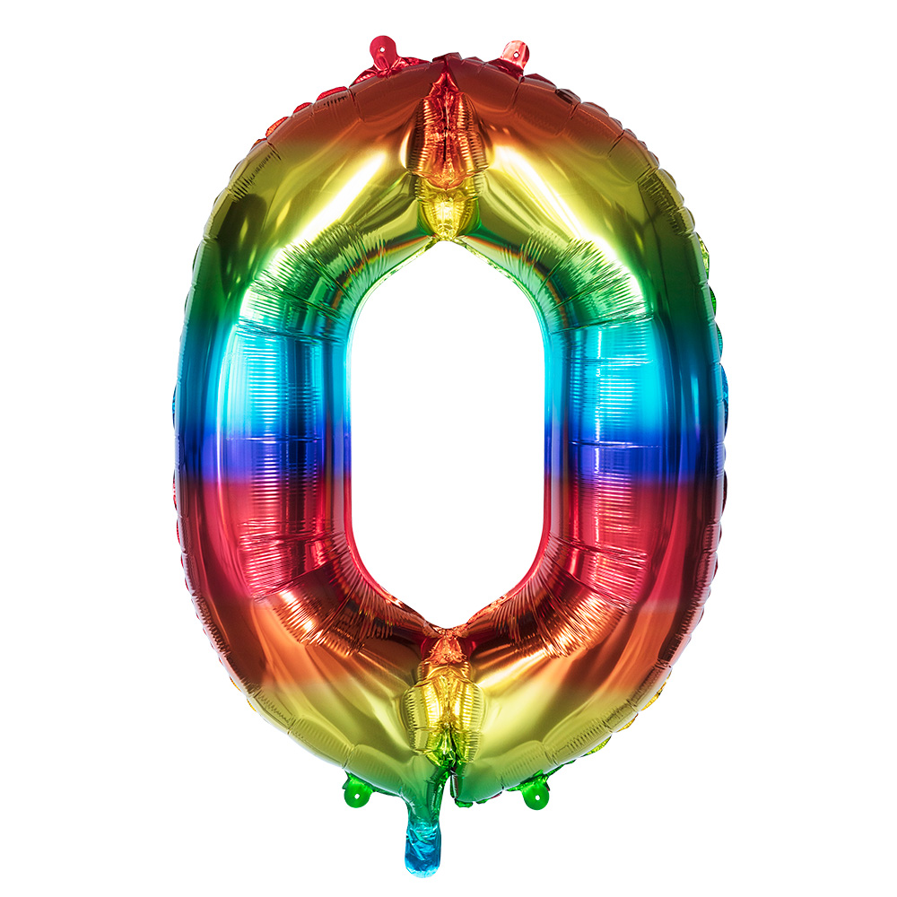 Folieballon '0' regenboog (86 cm)