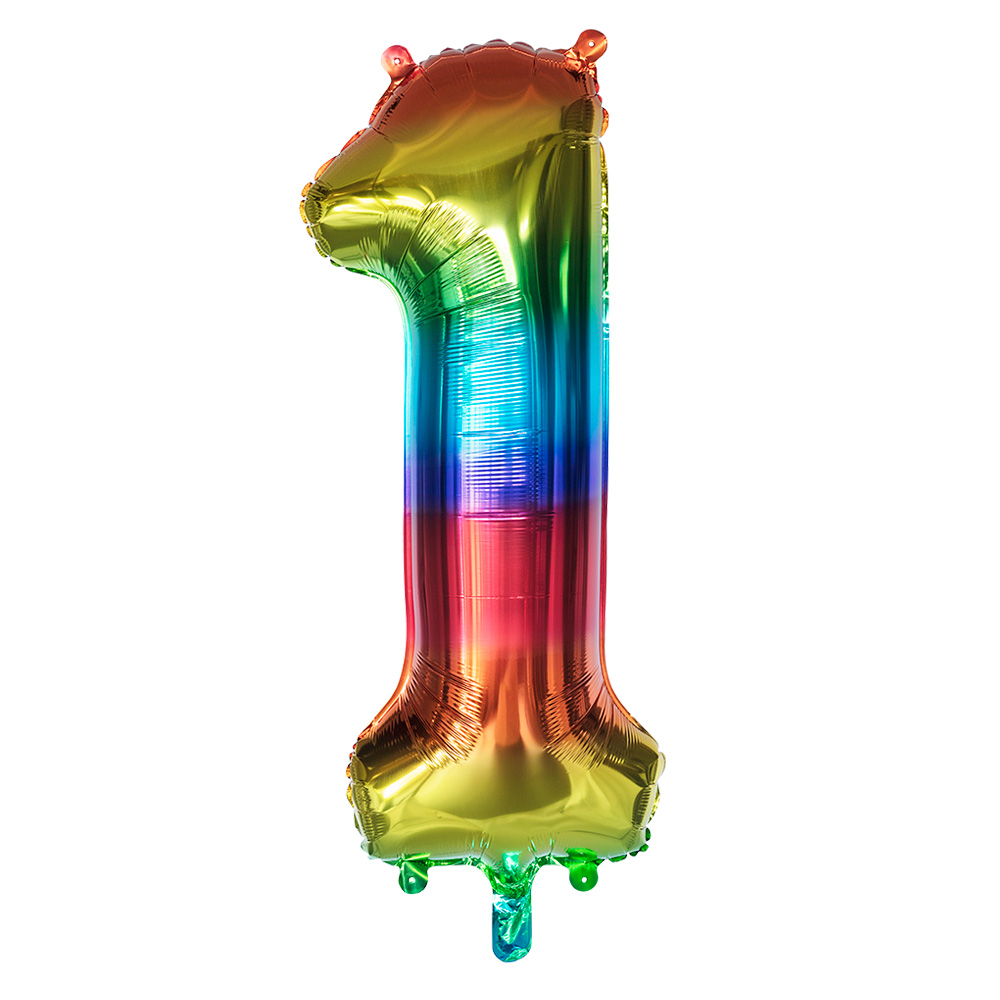 Folieballon '1' regenboog (86 cm)