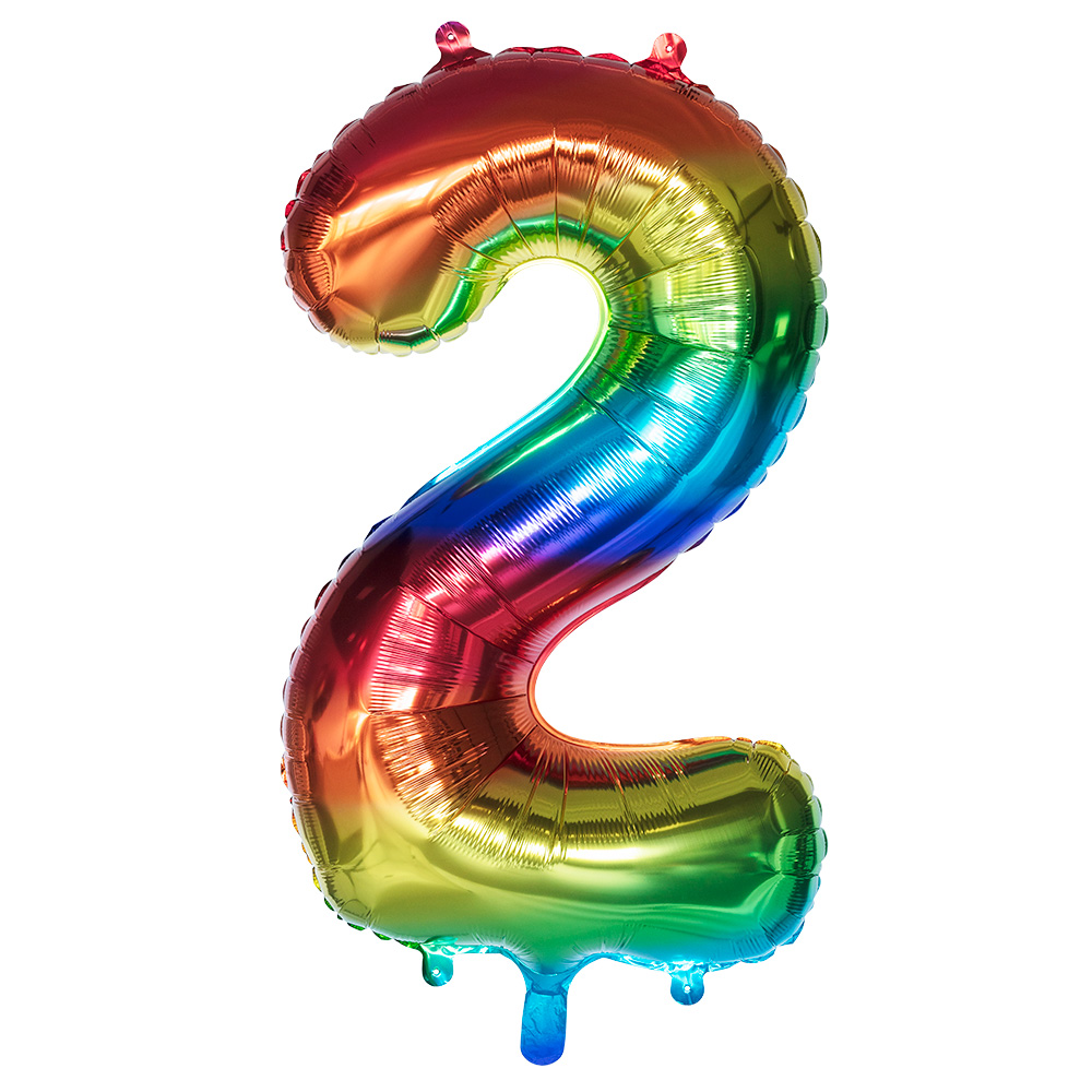 Folieballon '2' regenboog (86 cm)