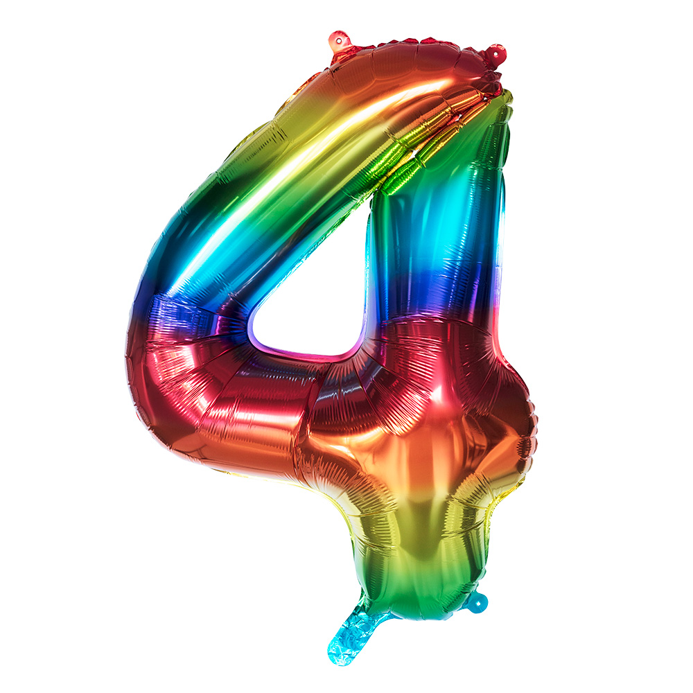 Folieballon '4' regenboog (86 cm)