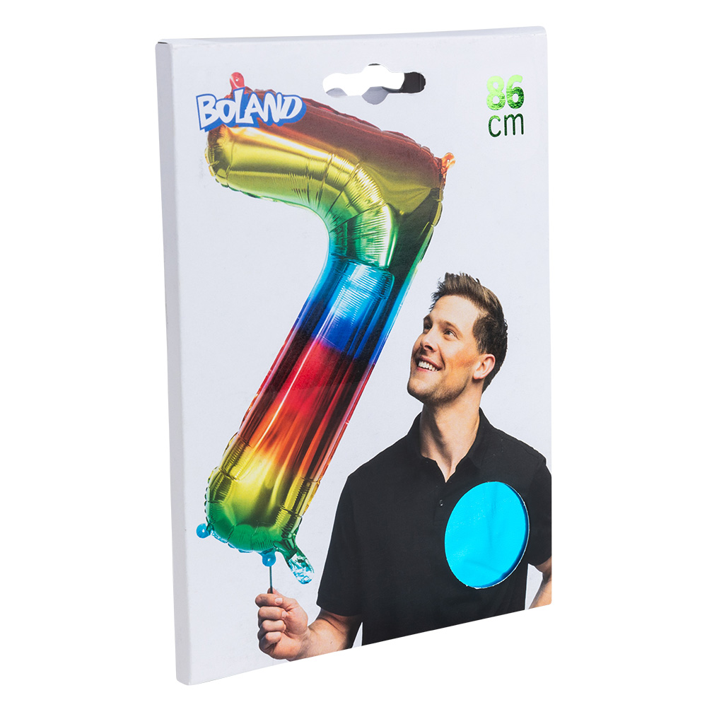 Folieballon '7' regenboog (86 cm)