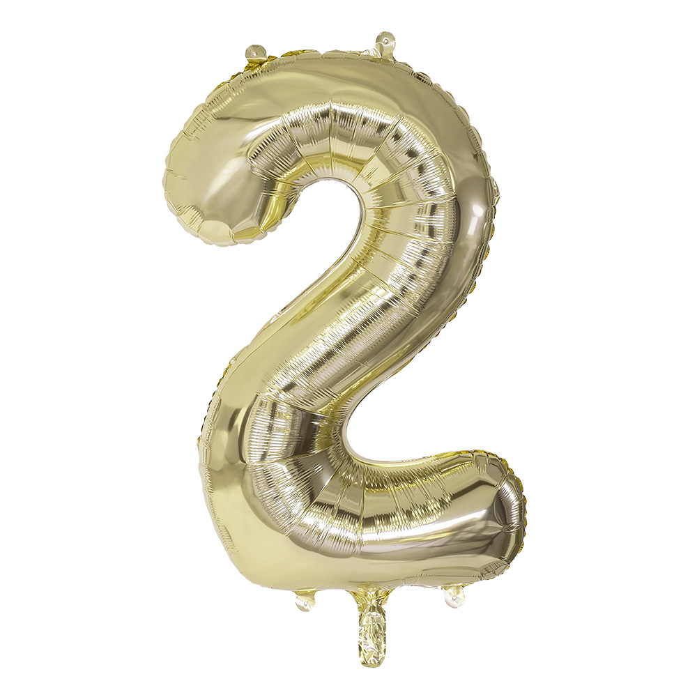 Folieballon '2' goud (86 cm)