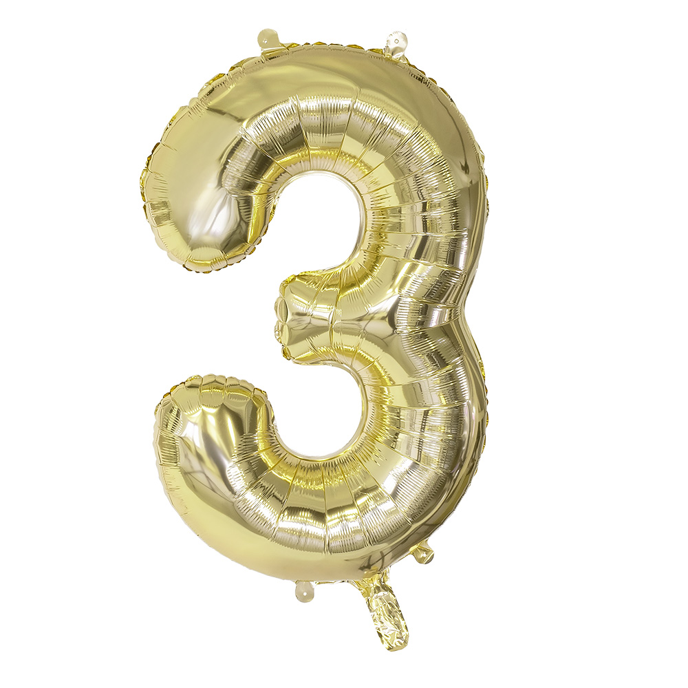 Folieballon '3' goud (86 cm)
