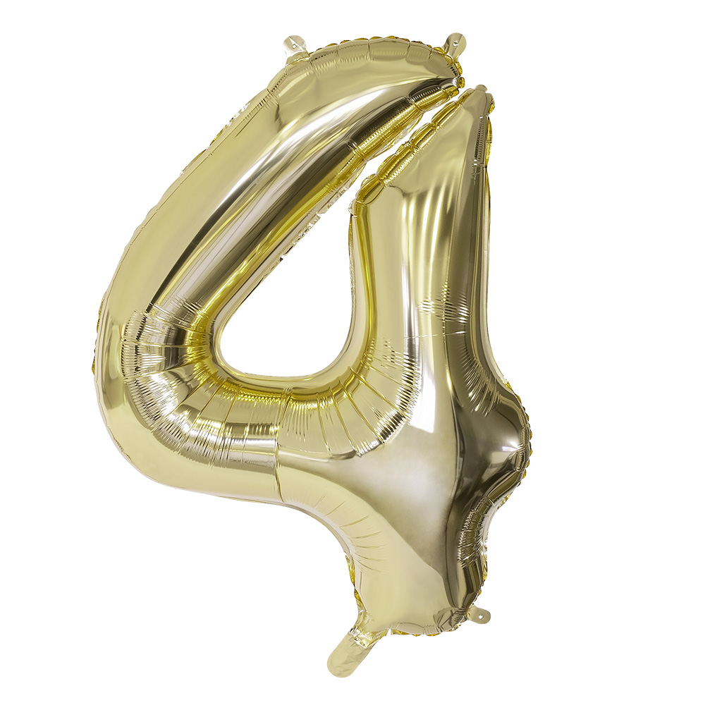 Folieballon '4' goud (86 cm)