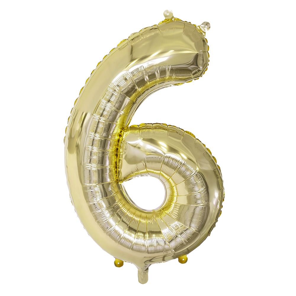 Folieballon '6' goud (86 cm)