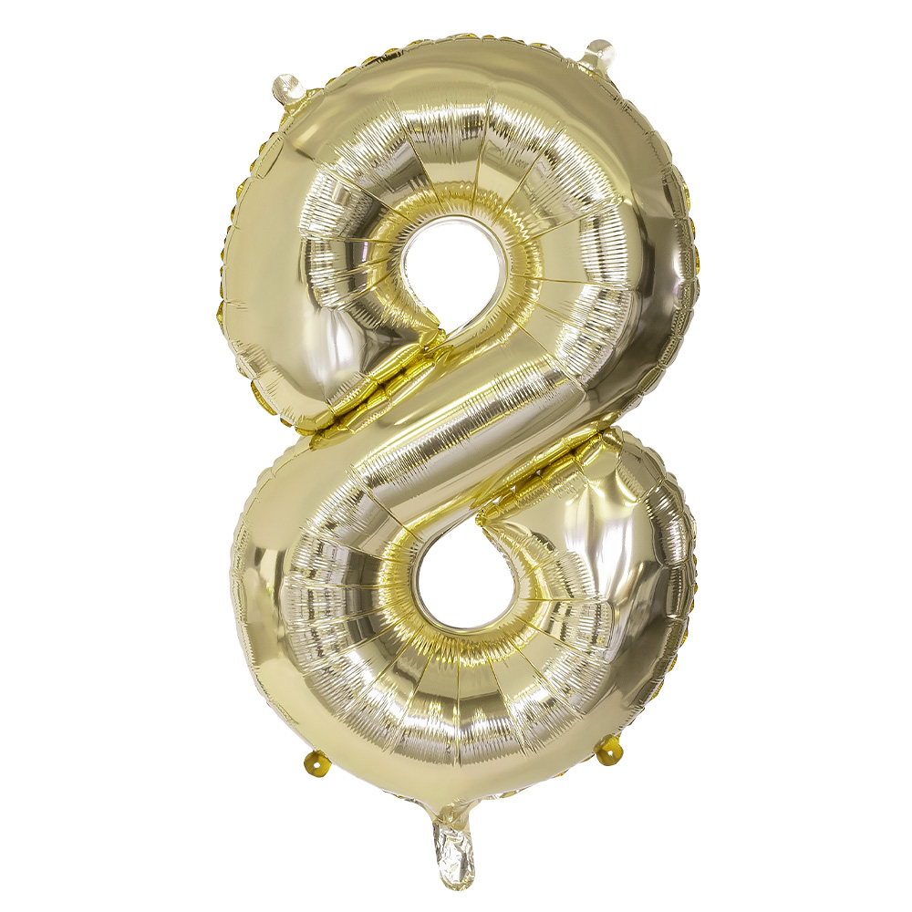 Folieballon '8' goud (86 cm)