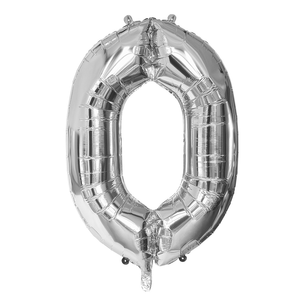 Folieballon '0' zilver (86 cm)