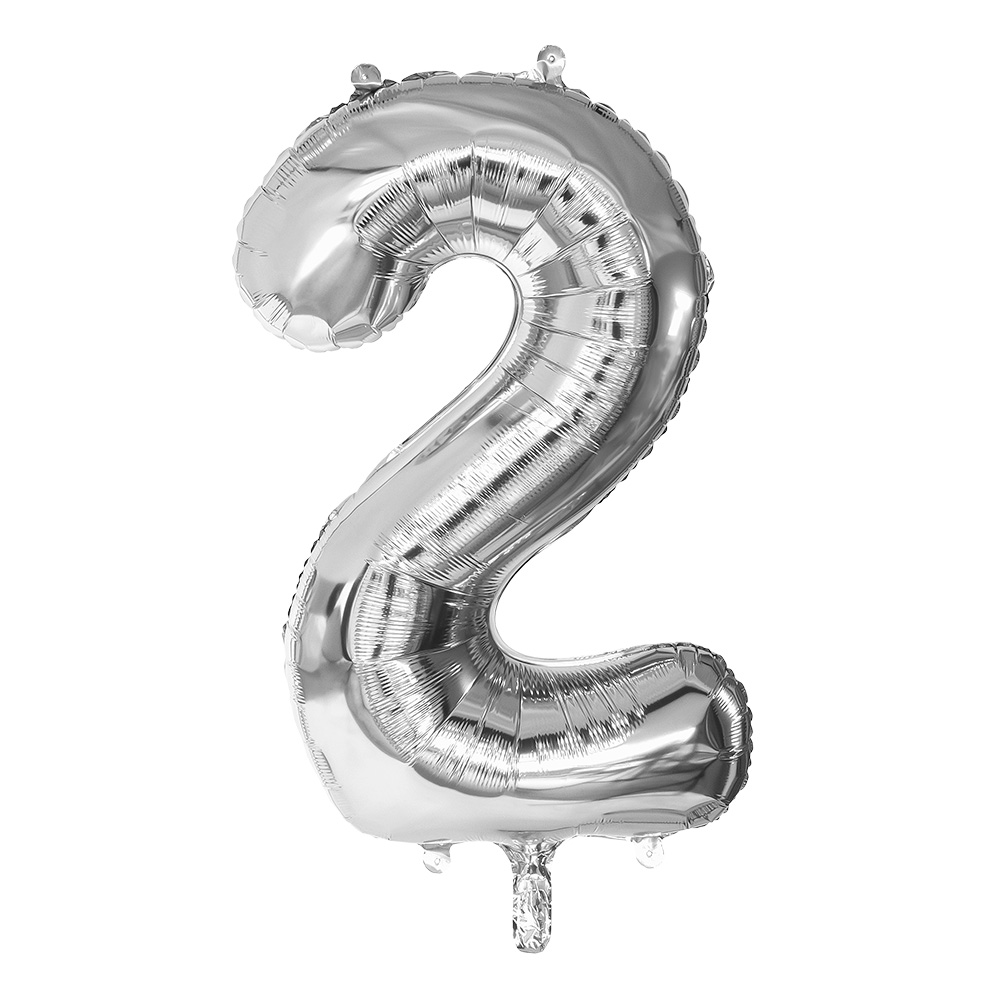 Folieballon '2' zilver (86 cm)