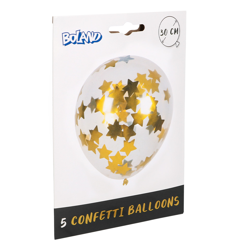 5 Confettiballonnen sterren goud