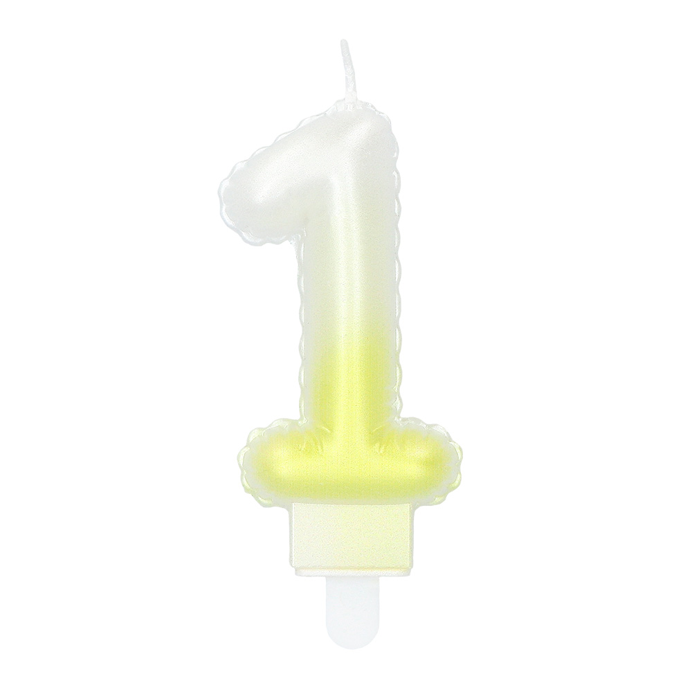 Kaarsje cijfer '1' pastel met houder (4 ass.)