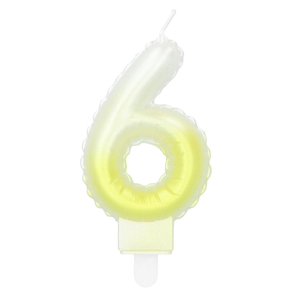 Kaarsje cijfer '6' pastel met houder (4 ass.)