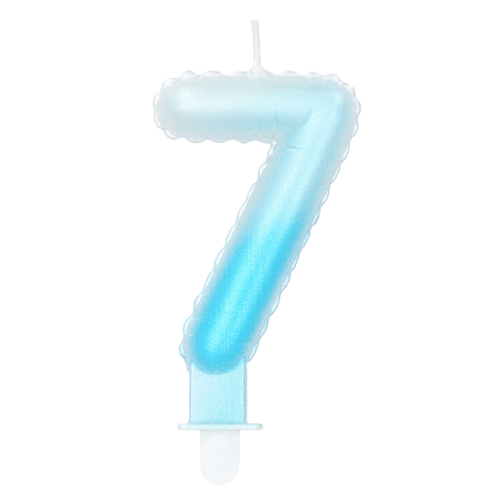 Kaarsje cijfer '7' pastel met houder (4 ass.)