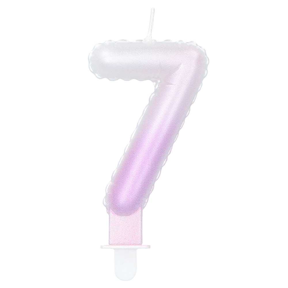 Kaarsje cijfer '7' pastel met houder (4 ass.)